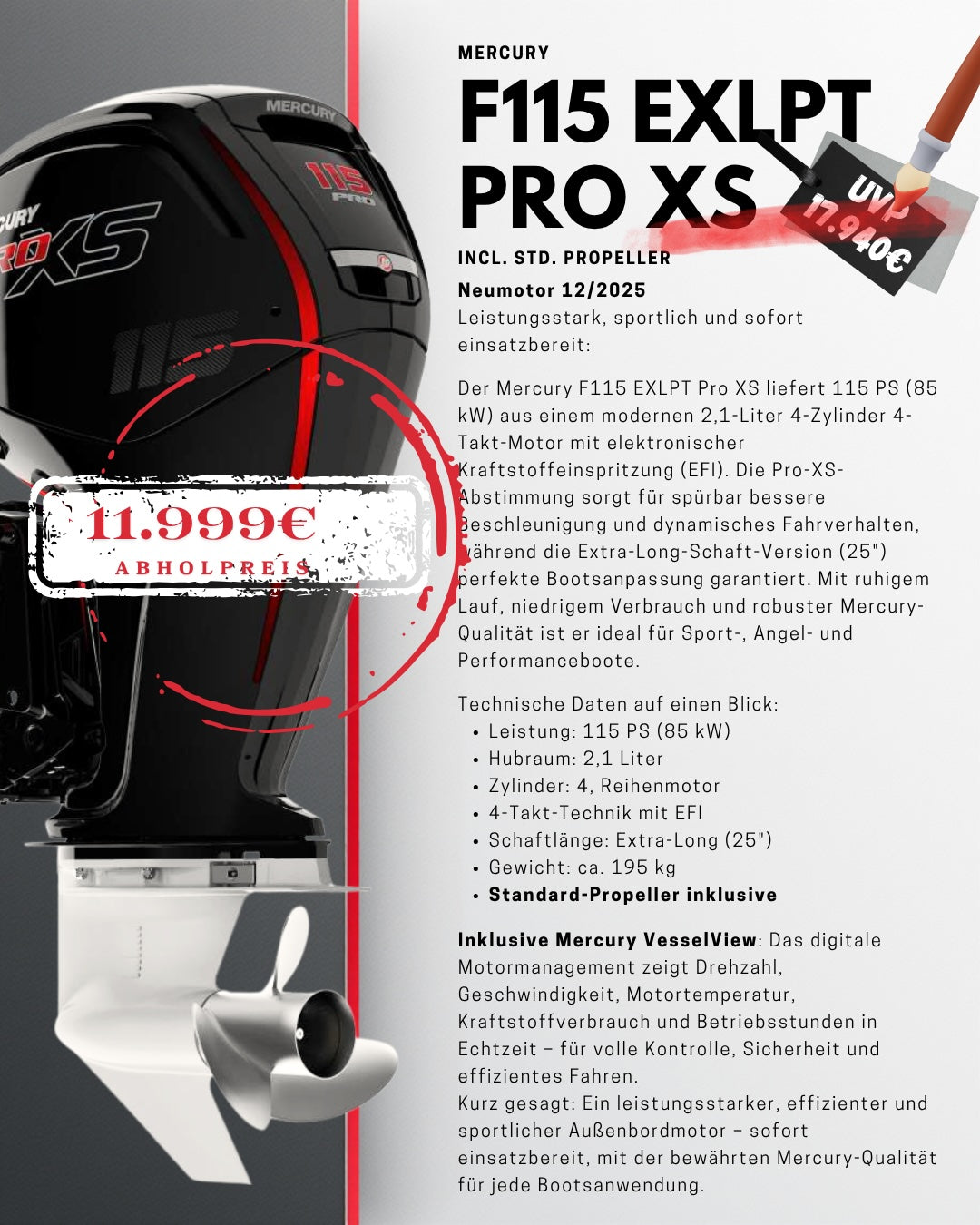 Mercury Außenborder F115 EXLPT Pro XS (aus 12/25)