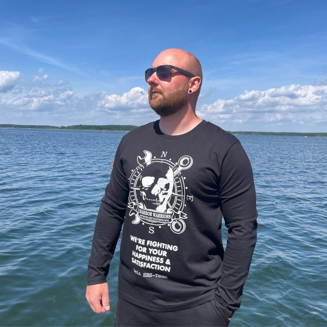 Sea Scouts Fleesensee Langarmshirt Herren Schwarz Harbor Warriors – Produktansicht 1