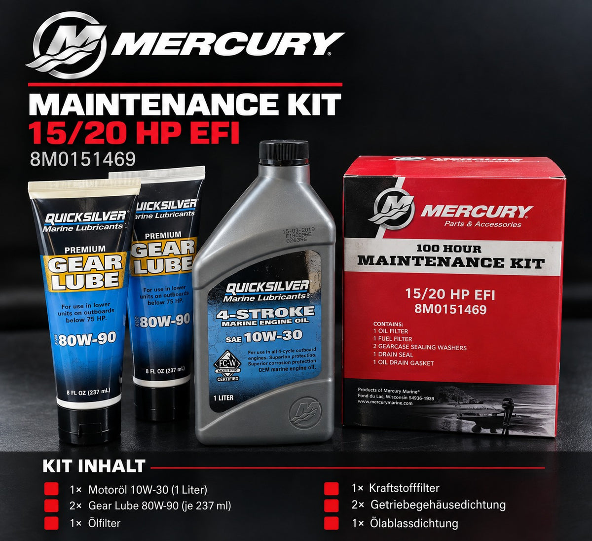 Mercury Service Kit 100h – 15/20 PS EFI | Original Mercury Teile | Sofort lieferbar