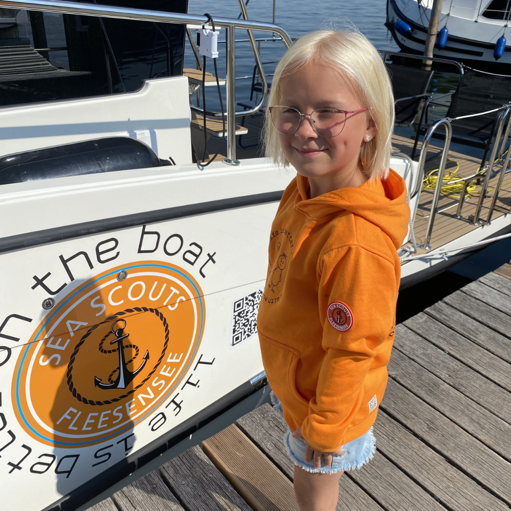 SeaScouts Fleesensee Kinder-Hoodie Orange – Produktansicht 2