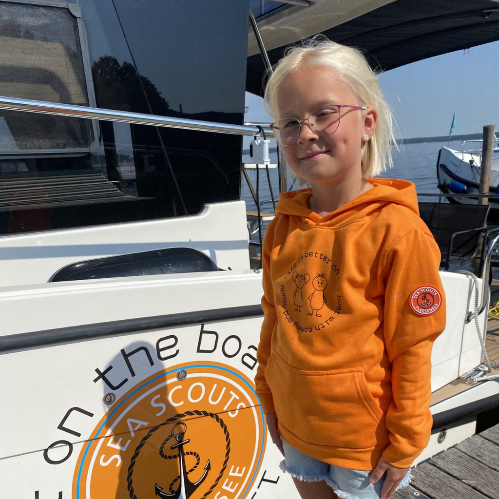 SeaScouts Fleesensee Kinder-Hoodie Orange – Produktansicht 1