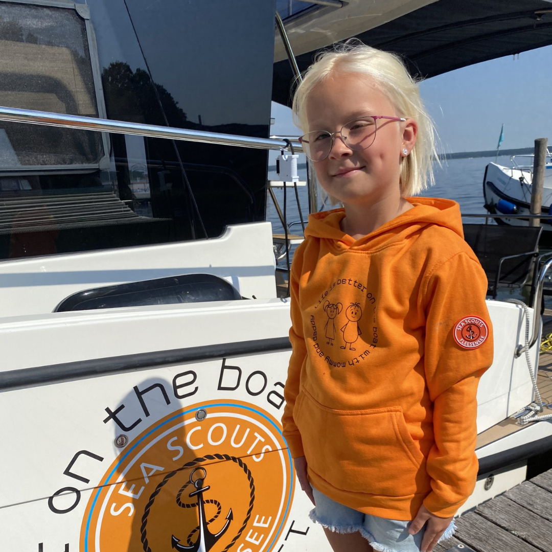 SeaScouts Fleesensee Kinder-Hoodie Orange – Produktansicht 1