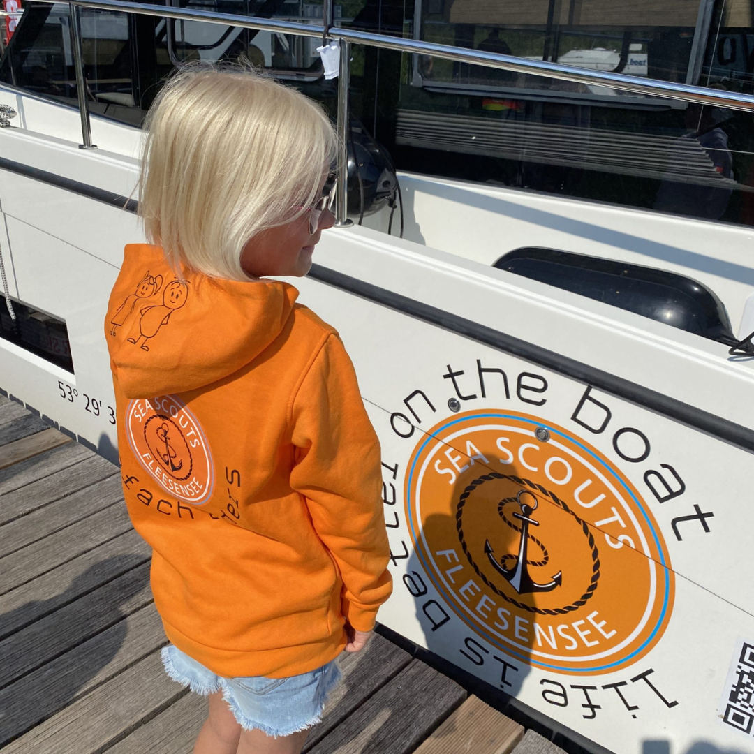 SeaScouts Fleesensee Kinder-Hoodie Orange – Produktansicht 3