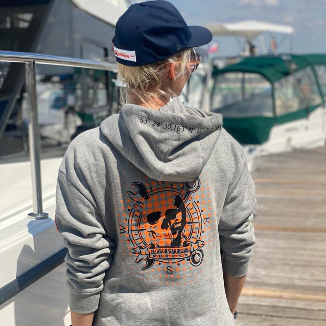 SeaScouts Fleesensee Damen-Hoodie Harbor Warriors Grau – Produktansicht 4