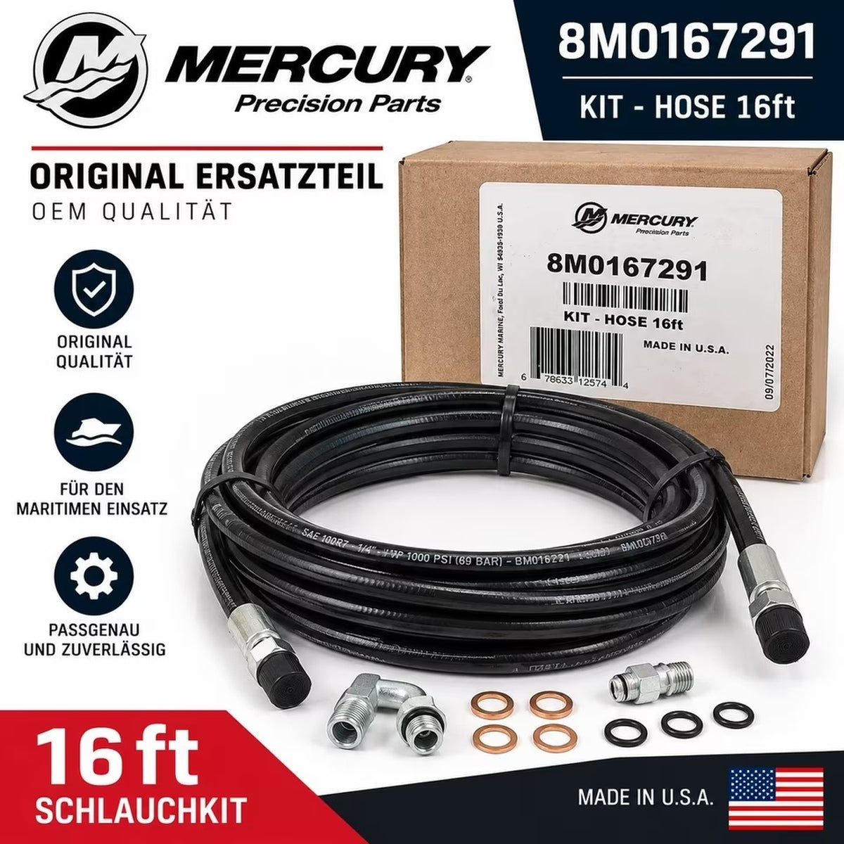 Mercury Precision Parts Schlauchkit 16 ft – KIT-HOSE | 8M0167291 | Neu | Made in U.S.A.