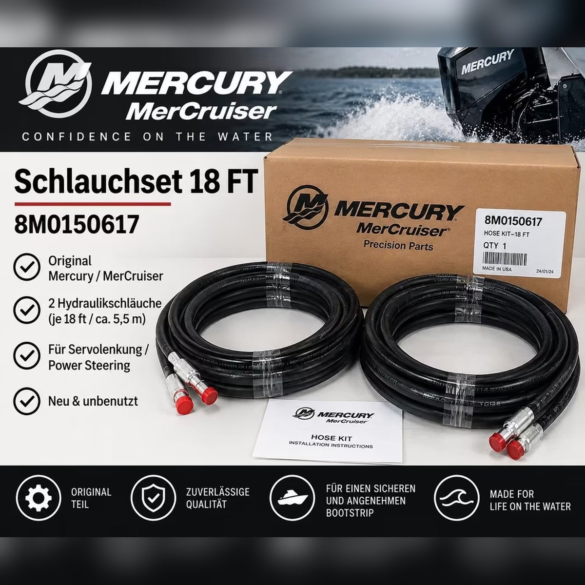 Mercury / MerCruiser Schlauchset 18 ft – 8M0150617 | ca. 5,5 m | Neu