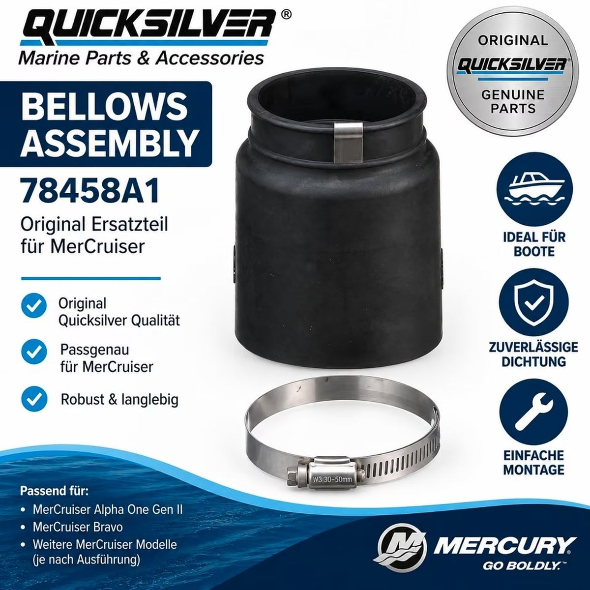 Quicksilver / Mercury Marine Abgasbalg – Auspuffbalg MerCruiser Z-Antrieb | 78458A1 | Neu