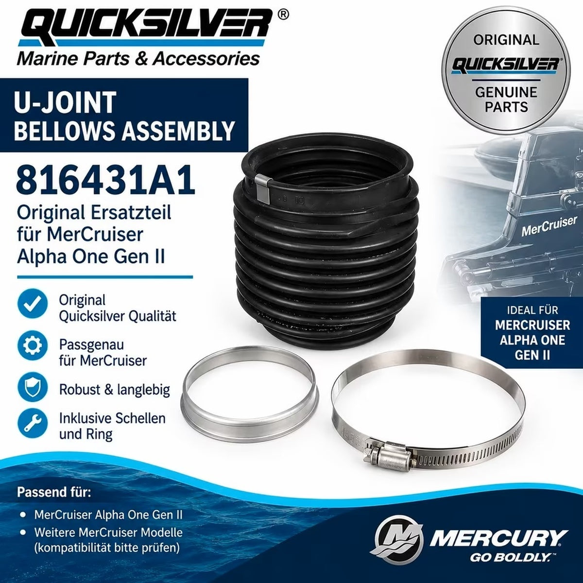 Quicksilver / Mercury Marine U-Joint Bellows Assembly – MerCruiser Alpha One Gen II | 816431A1 | Neu