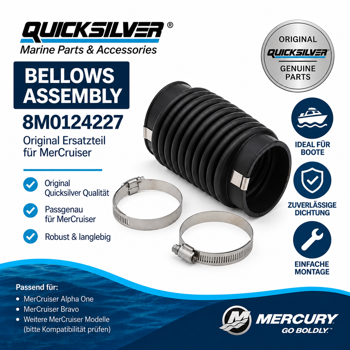 Quicksilver / Mercury Marine Abgasbalg – Bellows Assembly | 8M0124227 | MerCruiser | Neu