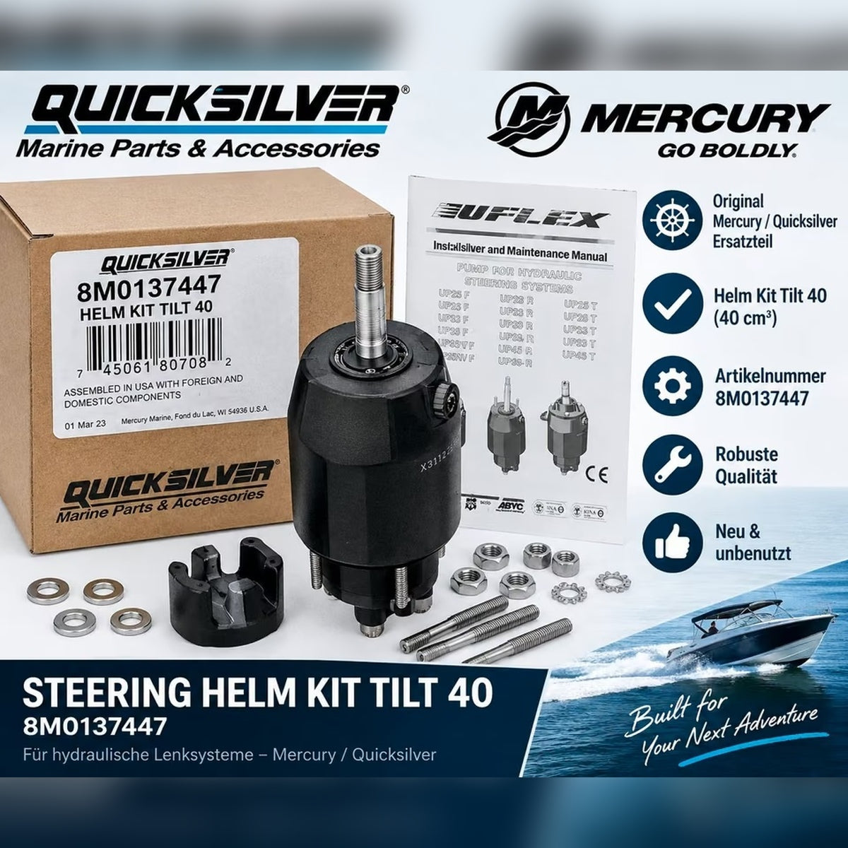 Quicksilver / Mercury Marine Helm Kit Tilt 40 – HELM KIT TILT 40 CM³ | 8M0137447 | Neu