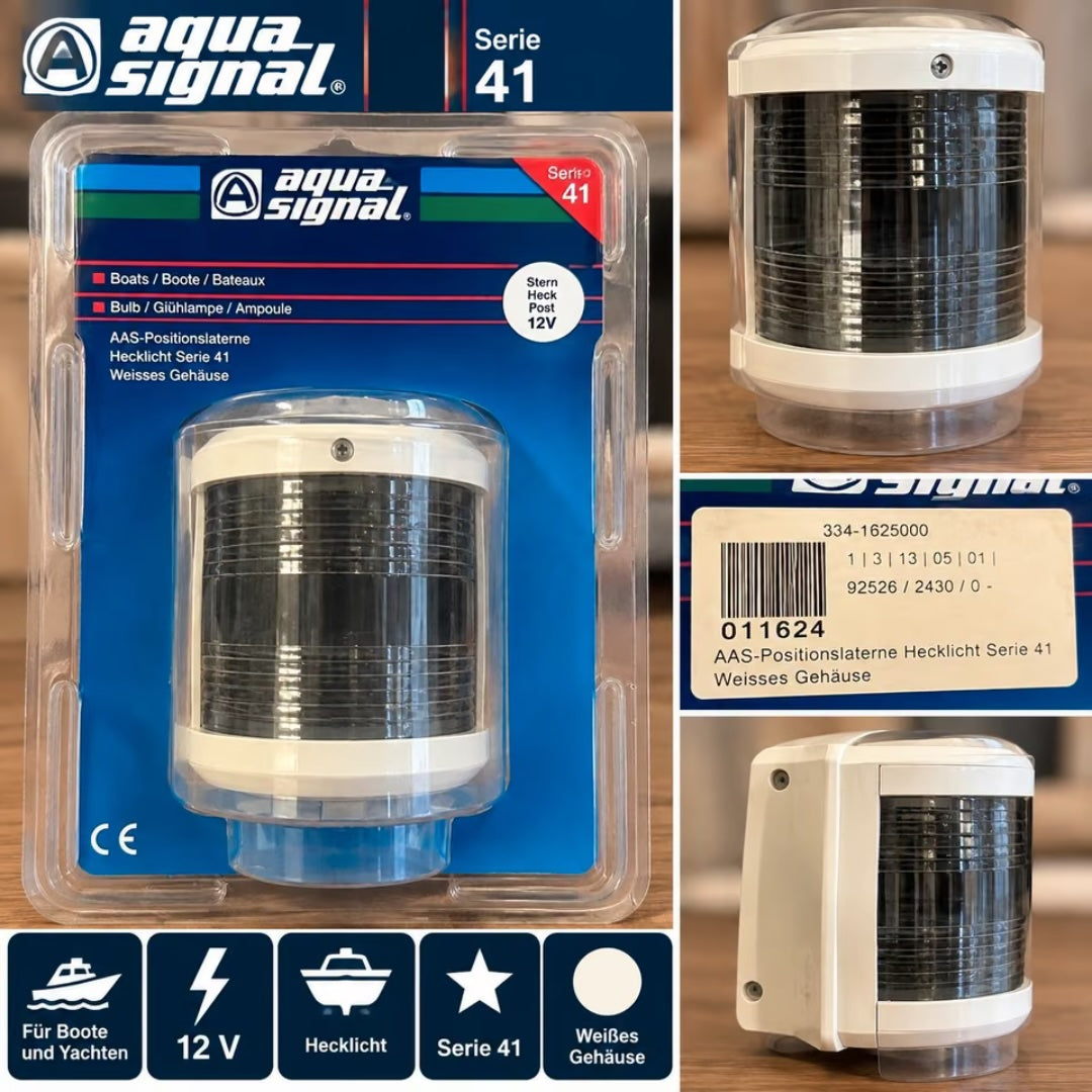 Aqua Signal Serie 41 Hecklaterne weiß 12V für Boote und Yachten