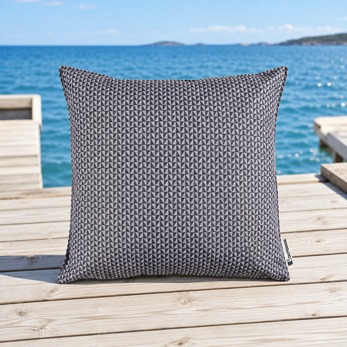 Wasserabweisendes Bootskissen blau grau mit Muster 45 x 45 cm