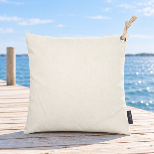 Wasserabweisendes Bootskissen creme mit Kordel 40 x 40 cm